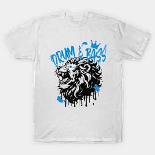 DRUM AND BASS  - Stenciled Lion (black/blue) T-Shirt